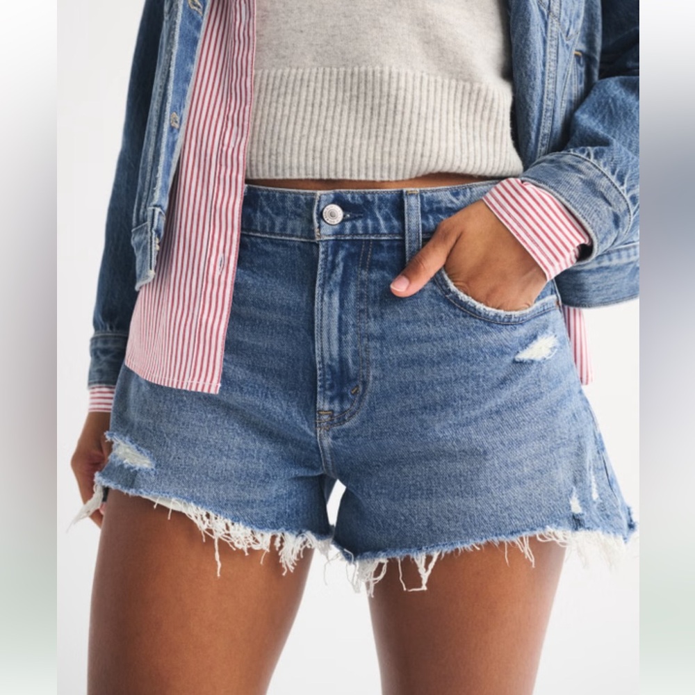NWT Abercrombie and Fitch Curve Love High Rise "The Mom Short" Jean Shorts